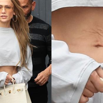 Сварливая Дженнифер Лопес обнажает свой мускулистый живот в короткой блузке. В руке она держала сумочку стоимостью более 10 млн. рублей