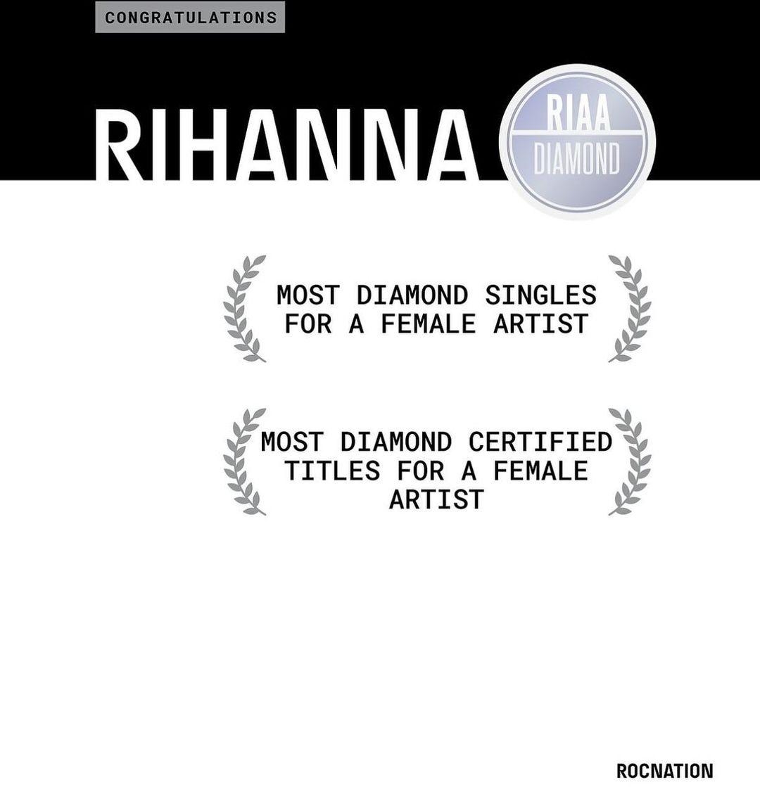 Рианна установила рекорд. У него больше всего бриллиантовых синглов