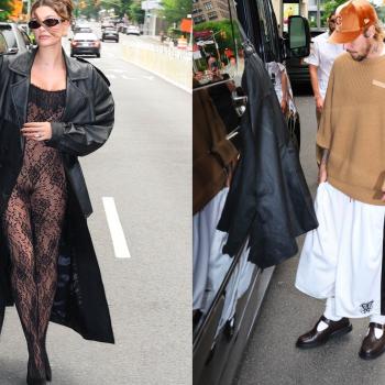 Хейли Бибер в кружевном боди демонстрирует свои беременные формы по дороге на ужин с Джастином Бибером