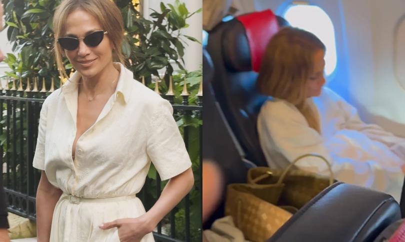 Дженнифер Лопес «поймали» в самолете эконом класса