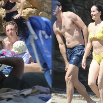 Дакота Джонсон дефилирует в желтом бикини на пляже в Малибу. С ней были Джереми Аллен Уайт, его дочери и ещё один актер