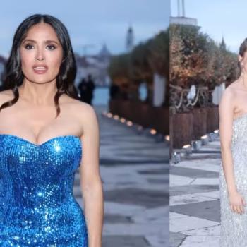 57-летняя Сальма Хайек и её тугое декольте ослепляют в Венеции рядом с 23-летней падчерицей актрисы