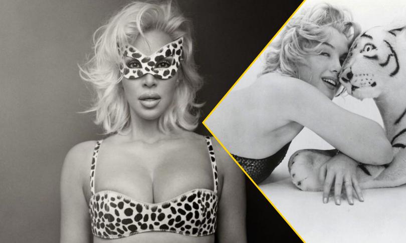 Ким Кардашьян снова сыграла Мэрилин Монро, позируя в леопардовом купальнике