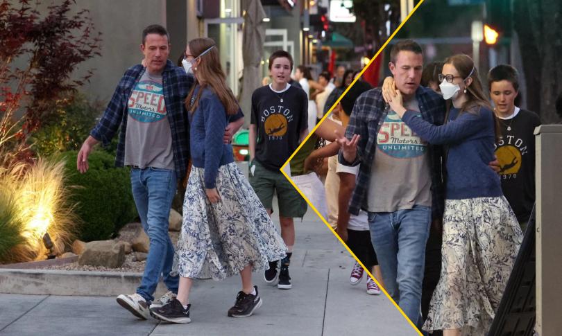 Бен Аффлек с детьми за ужином Бен Аффлек с детьми за ужином