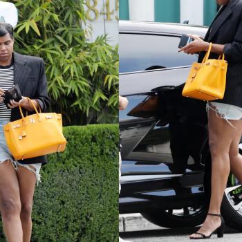 Э.Дж. Джонсон выходит из клуба в мини-шортах и ​​на высоких каблуках