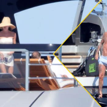 Дэвид Бекхэм и Виктория в гигантской шляпе отдыхают в Италии на яхте