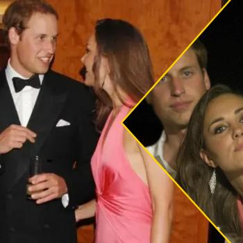 Герцогиня Кейт с глубоким декольте и принц Уильям с пышными волосами