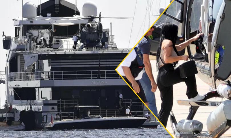 Джефф Безос и его возлюбленная Лора Санчес садятся в вертолет