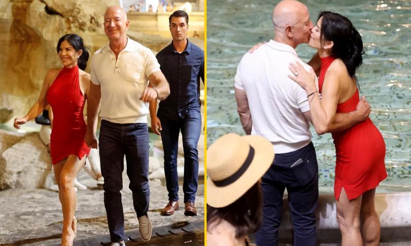 Джефф Безос и Лорен Санчес целуются