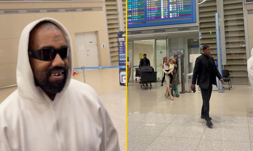 Канье Уэст с женой и детьми в Сеуле