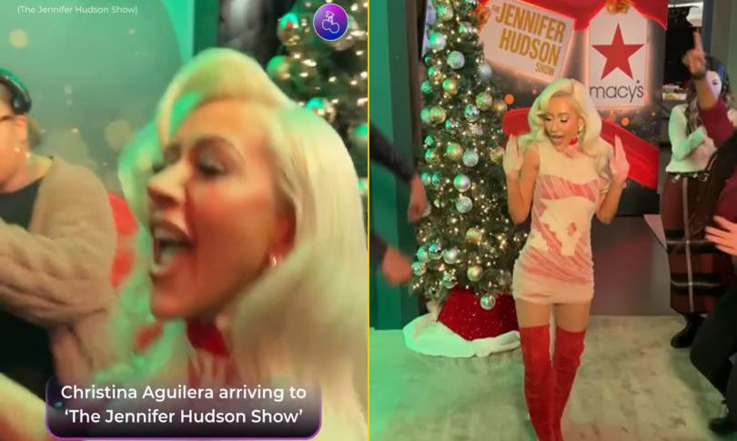 Кристина Агилера танцует перед тем, как войти в студию