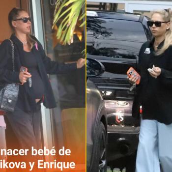 Анна Курникова, находящаяся на последних месяцах беременности, забирает детей из школы. Она вот-вот родит