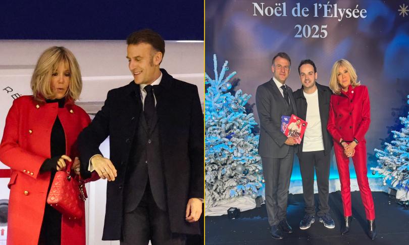 Эммануэль и Брижит Макрон, фокусник Максим Табар