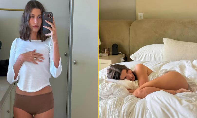Хейли Бибер устроила «постельный» показ:простыни, селфи и кухня цвета масла