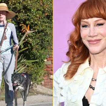 Кэти Гриффин без макияжа на прогулки с собакой