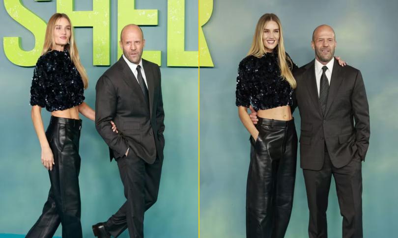 Рози Хантингтон-Уайтли демонстрирует свои мускулы рядом с Джейсоном Стэтхэмом