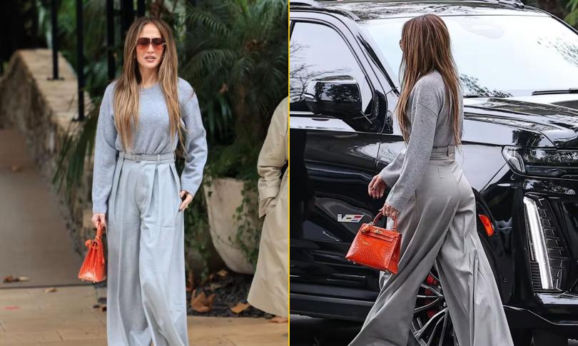 Дженнифер Лопес, одетая во всё серое