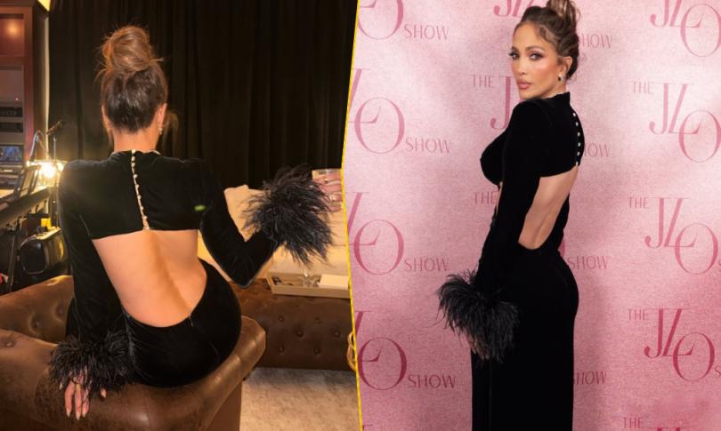 Дженнифер Лопес выбрала лаконичное черное платье с открытой спиной на The JLo Show