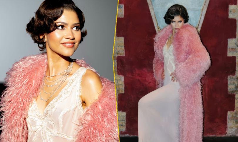 Розовое пальто Зендеи стало главным акцентом её образа в Париже