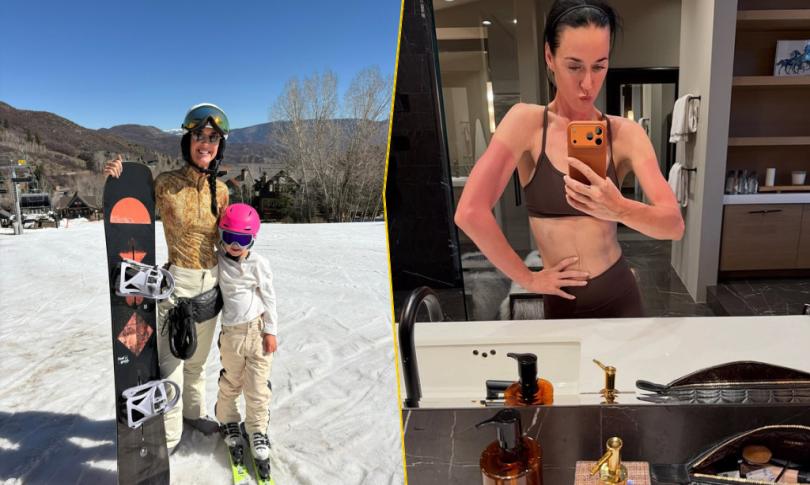 Кэти Перри показала солнечный ожог после лыжной поездки с дочерью