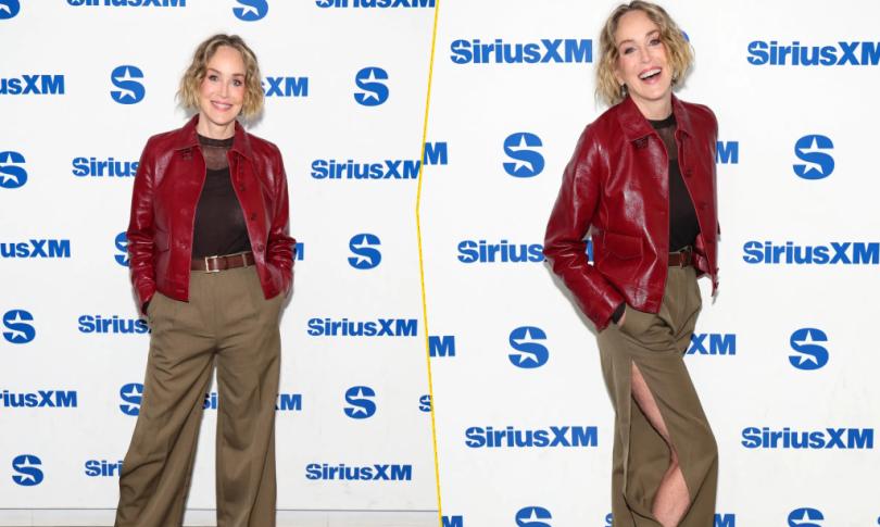 Шэрон Стоун показала, как носить красную кожаную куртку без лишнего пафоса