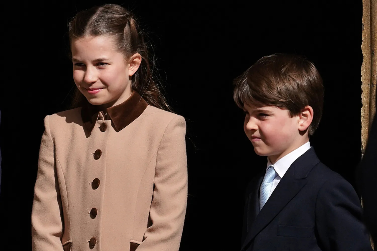Принцесса Шарлотта и принц Луи в часы Святого Георгия 5 апреля