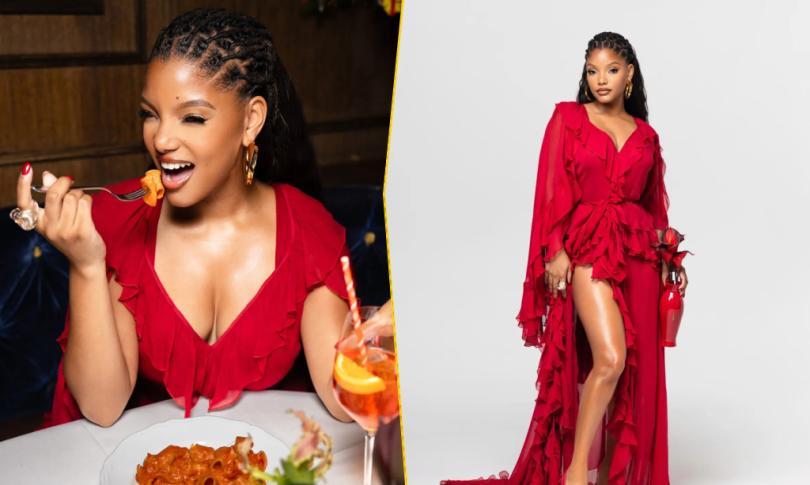 Халле Бейли выбрала тотальный красный для пресс-тура «Ты, я и Тоскана»