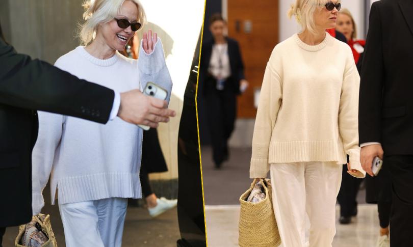 Памела Андерсон прилетела в Сидней в белом образе перед своим туром и запуском новой коллекции