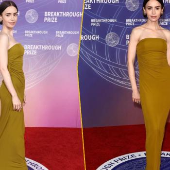 Лили Коллинз выбрала оливковую элегантность на Breakthrough Prize 2026