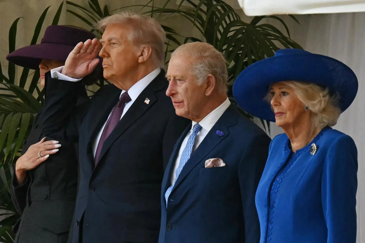 Президент Дональд Трамп, король Карл и королева Камилла в Виндзорском замке 17 сентября 2025 года