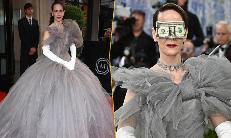 Сара Полсон разделила сеть маской из доллара на Met Gala 2026