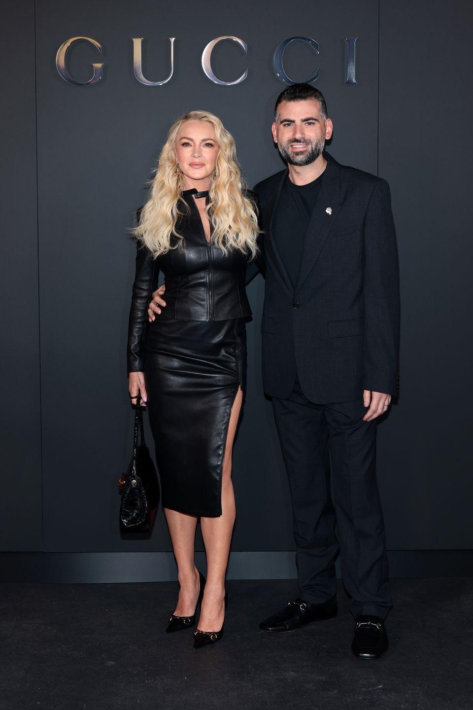 Линдси Лохан появилась на показе Gucci вместе с мужем