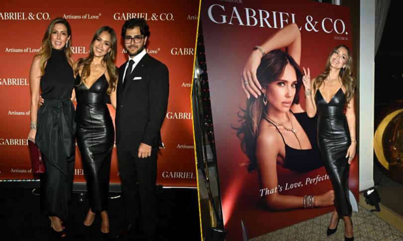 Джессика Альба дебютировала как амбассадор Gabriel & Co. в кожаном платье